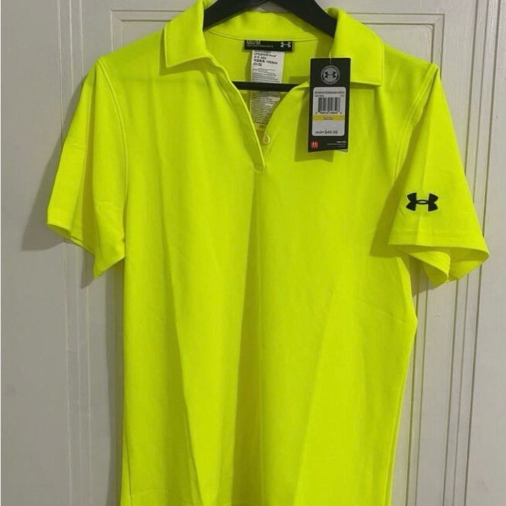 3 NWT Under Armour Women’s Medium Neon Yellow Polo Shirt Bundle (3) - Picture 2 of 4